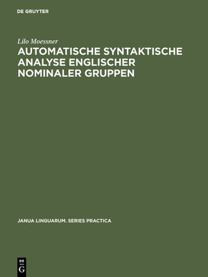 cover image of Automatische syntaktische Analyse englischer nominaler Gruppen